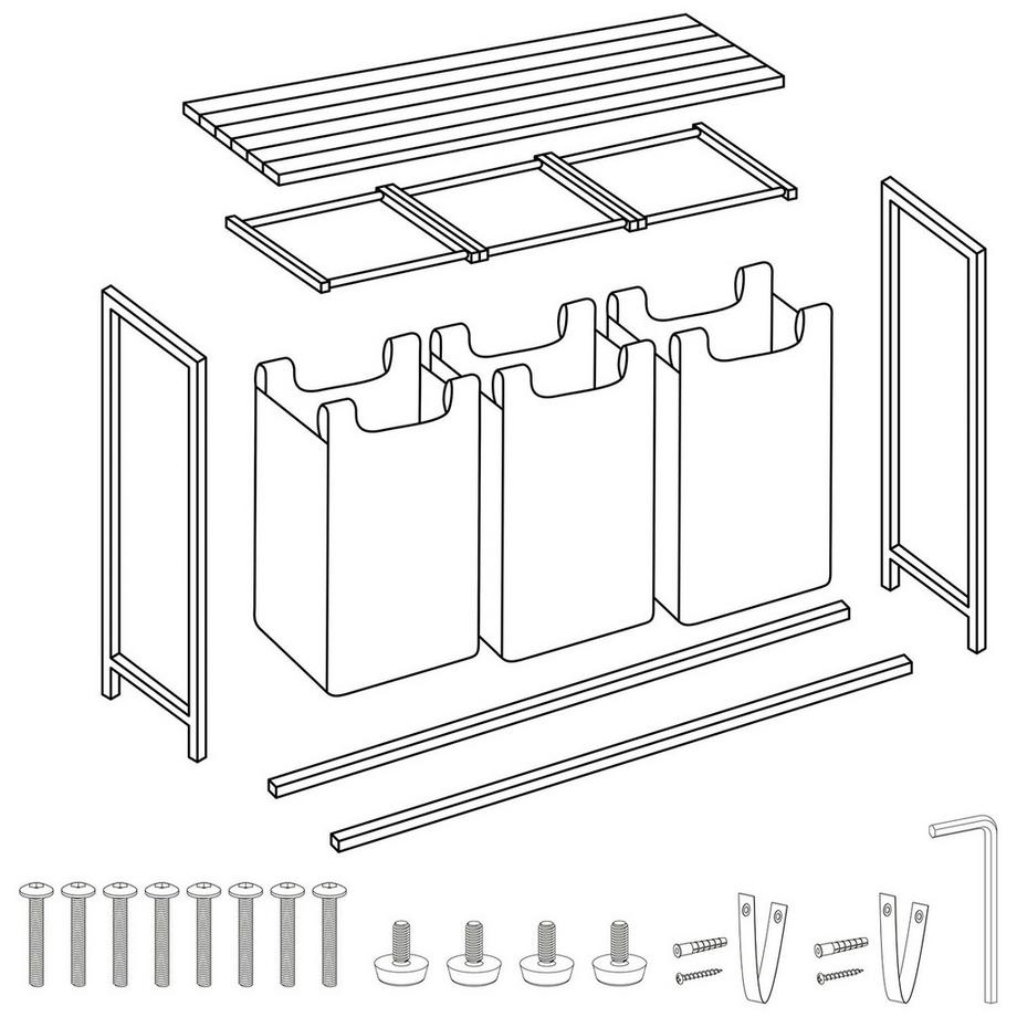 B2X Wäschekorb, 3 Fächer  