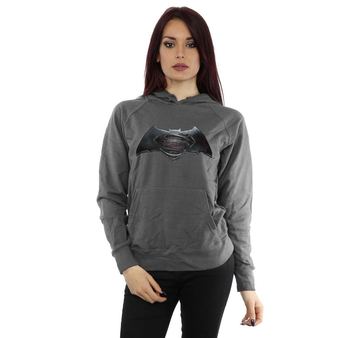 Image of Batman V Superman Logo Kapuzenpullover Damen Charcoal Black L