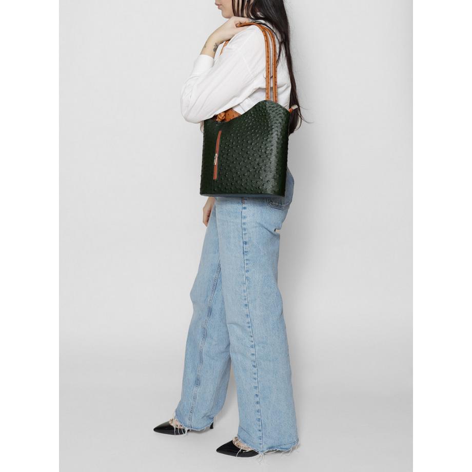 Gave Lux Sac à dos convertible en cuir imprimé autruche  