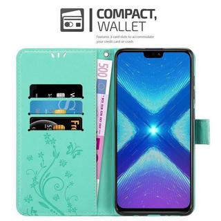 Cadorabo  Housse compatible avec Honor 8X - Coque de protection au design floral avec fermeture magnétique, fonction de support et emplacements pour cartes 