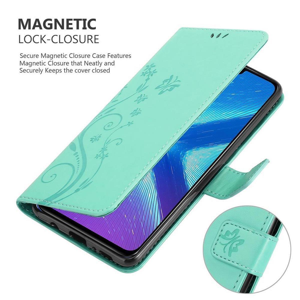 Cadorabo  Housse compatible avec Honor 8X - Coque de protection au design floral avec fermeture magnétique, fonction de support et emplacements pour cartes 