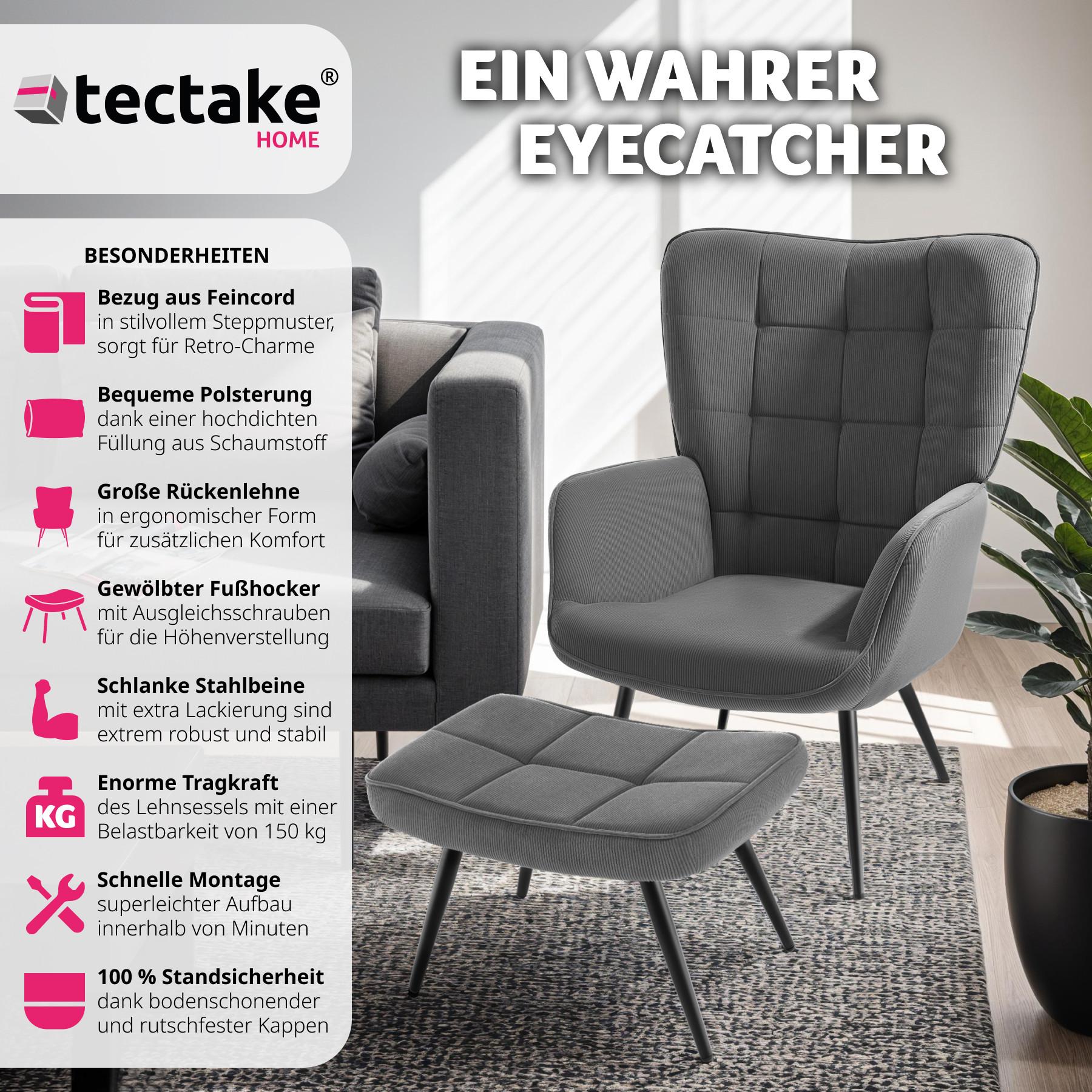 Tectake Fauteuil Hygge rembourré, ergonomique, charge maximale 150 kg  