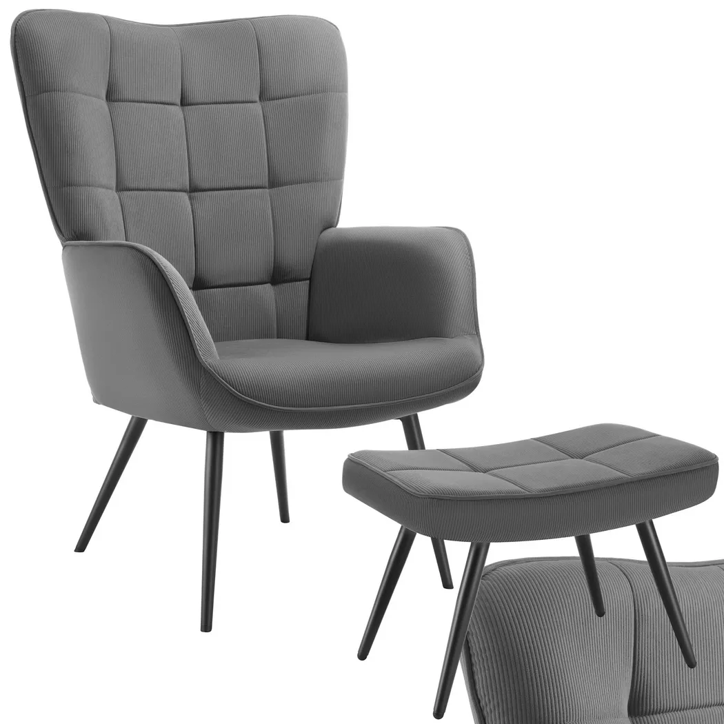 Tectake - Fauteuil HYGGE rembourré, 72 x 76 cm, Multicolor