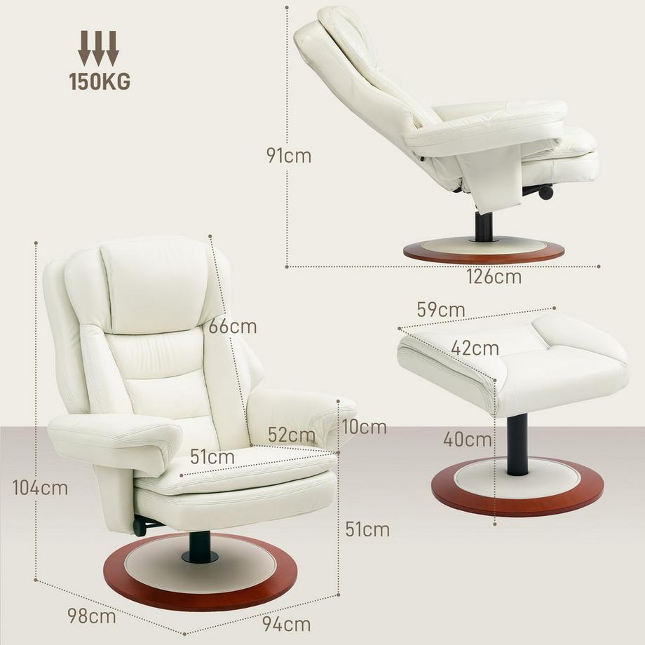 HOMCOM Chaise de relaxation avec tabouret  