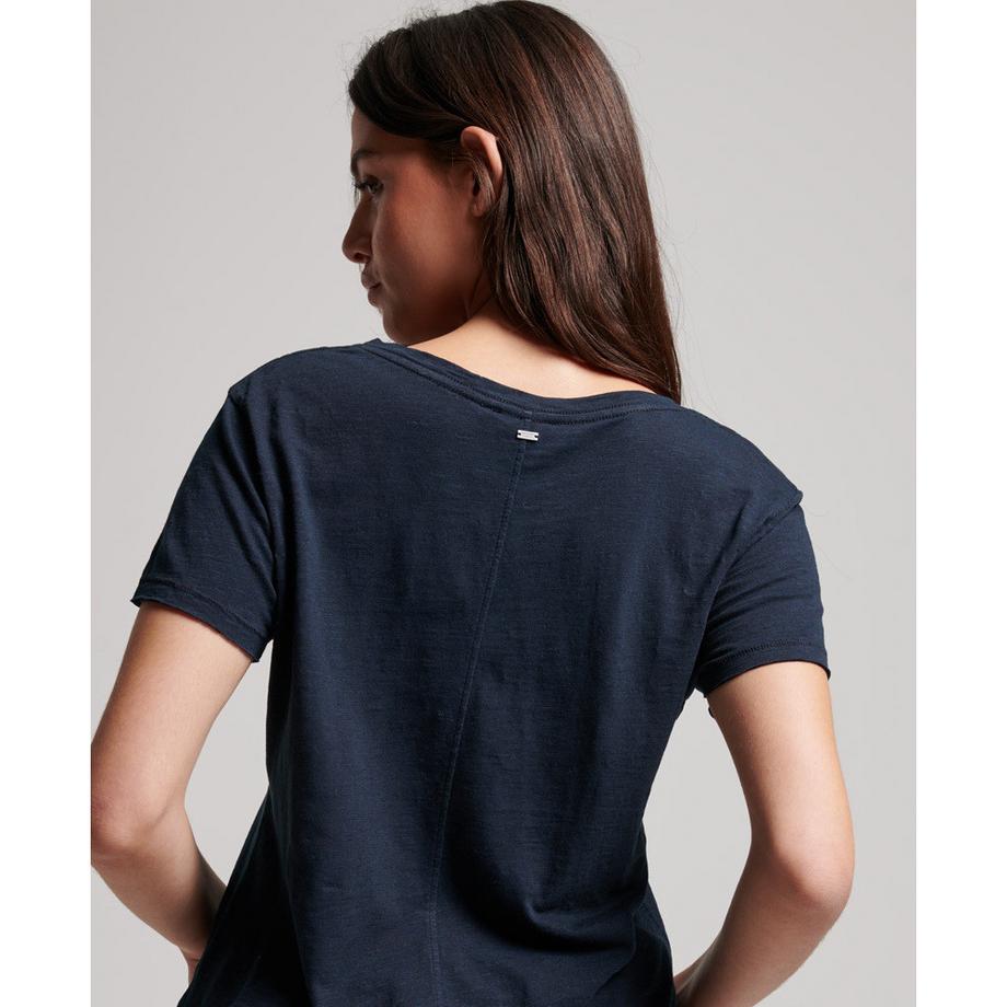 Superdry T-Shirt Scollo a V Ricamata Fiammata  