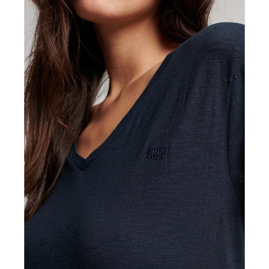 Superdry T-Shirt Scollo a V Ricamata Fiammata  