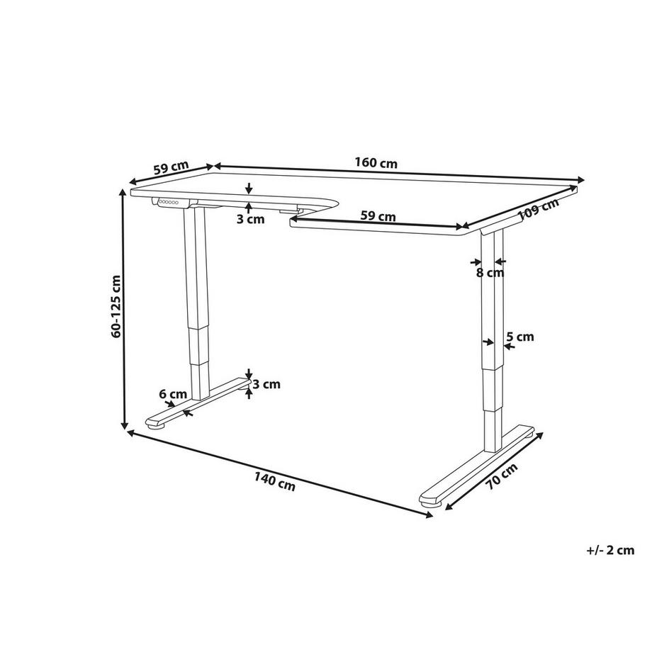 Beliani Eckschreibtisch elektrisch höhenverstellbar aus Faserplatte Modern DESTINES  