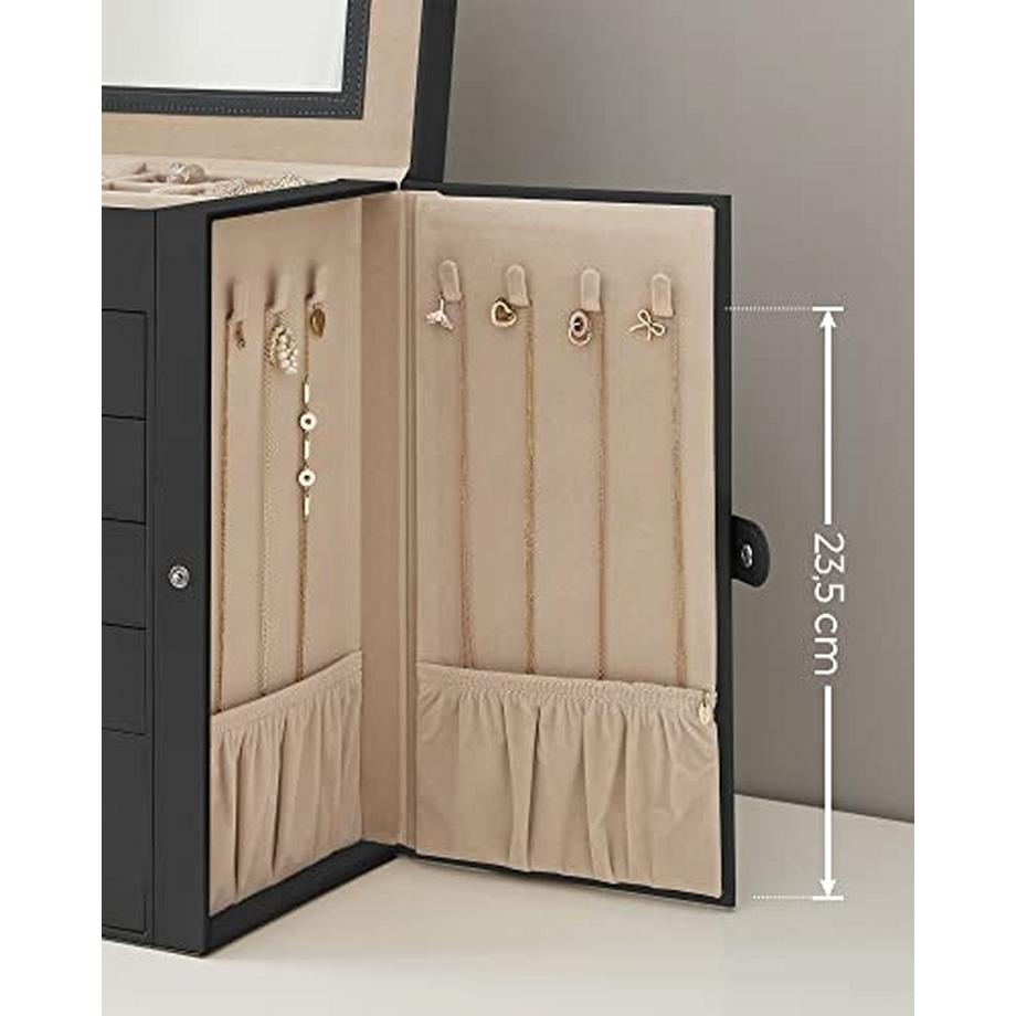 Pricenet  Portagioie a 6 livelli con specchio, serratura e ganci per collana 