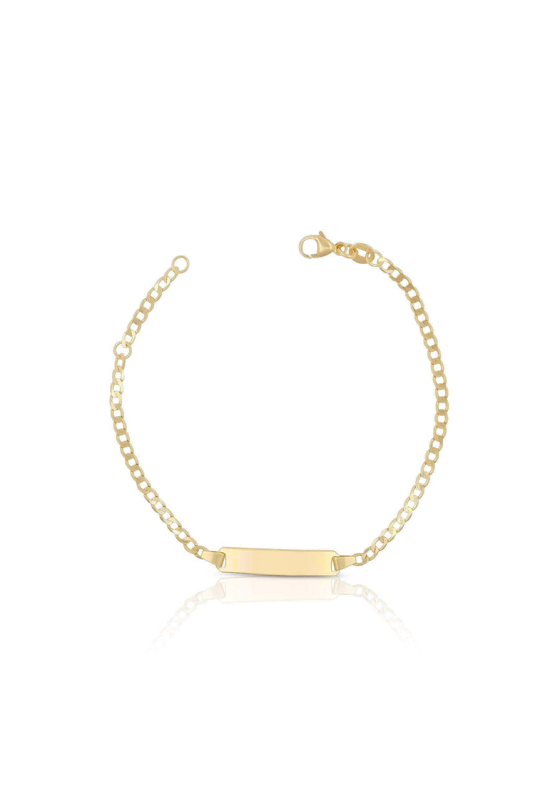 MUAU Schmuck  Bébé Bracelet Panzer Gelbgold 375, 14cm Gravurplatte 2.4cm 