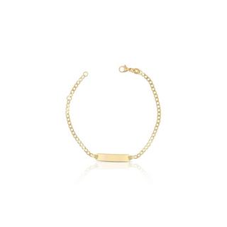 MUAU Schmuck  Bébé Bracelet Panzer Gelbgold 375, 14cm Gravurplatte 2.4cm 