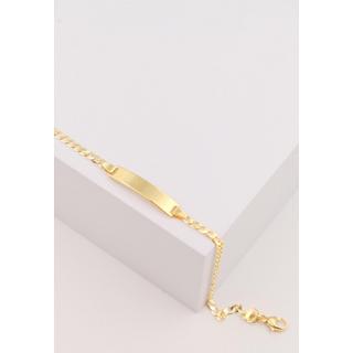 MUAU Schmuck  Bébé Bracelet Panzer Gelbgold 375, 14cm Gravurplatte 2.4cm 