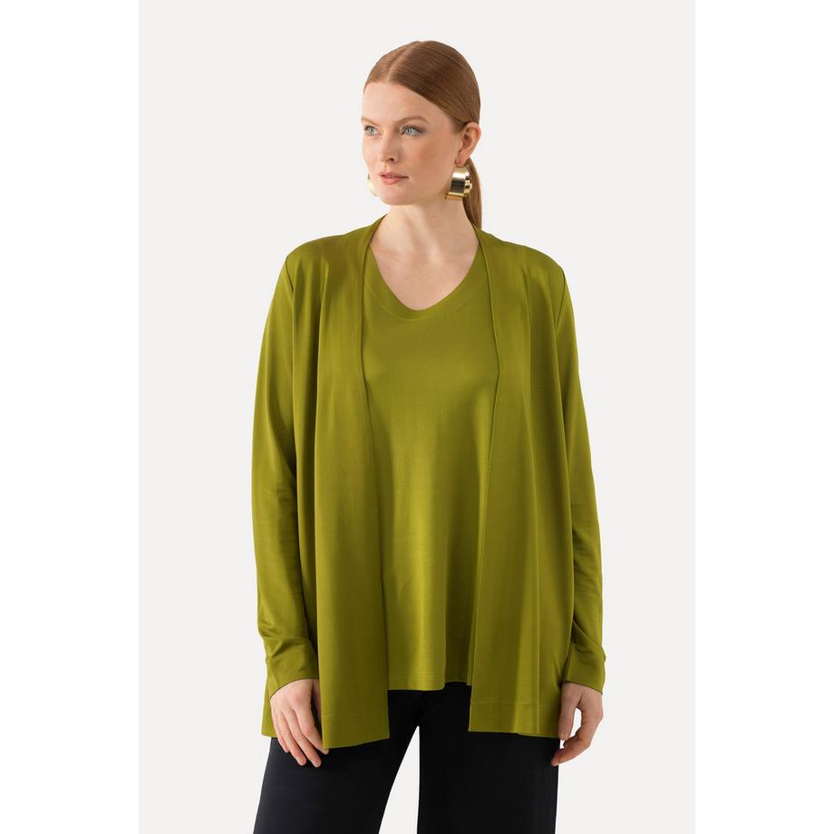 Ulla Popken Veste Slinky Coupe Ouverte Col Châle Manches Longues  