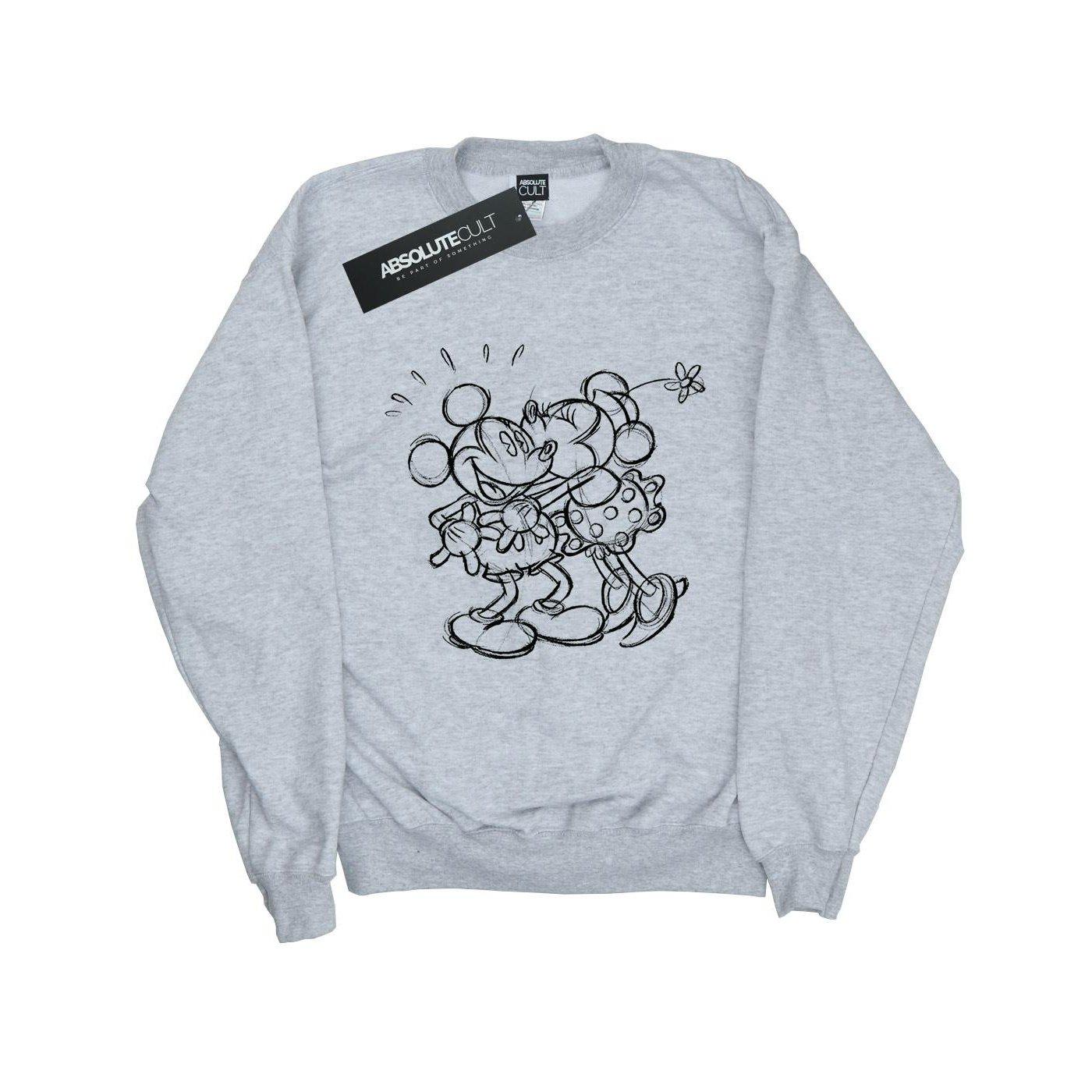 Image of Mickey And Minnie Mouse Kiss Sketch Sweatshirt Mädchen Grau 140/146