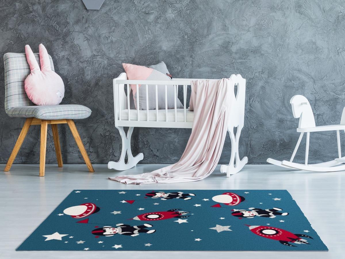 Vente-unique  Tapis pour enfant motifs astronautes - Finition brillante lurex - 120 x 170 cm - Multicolore - ASTRONO 