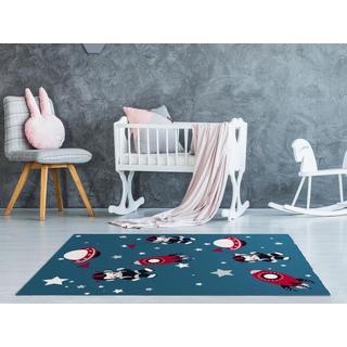 Vente-unique  Tapis pour enfant motifs astronautes - Finition brillante lurex - 120 x 170 cm - Multicolore - ASTRONO 