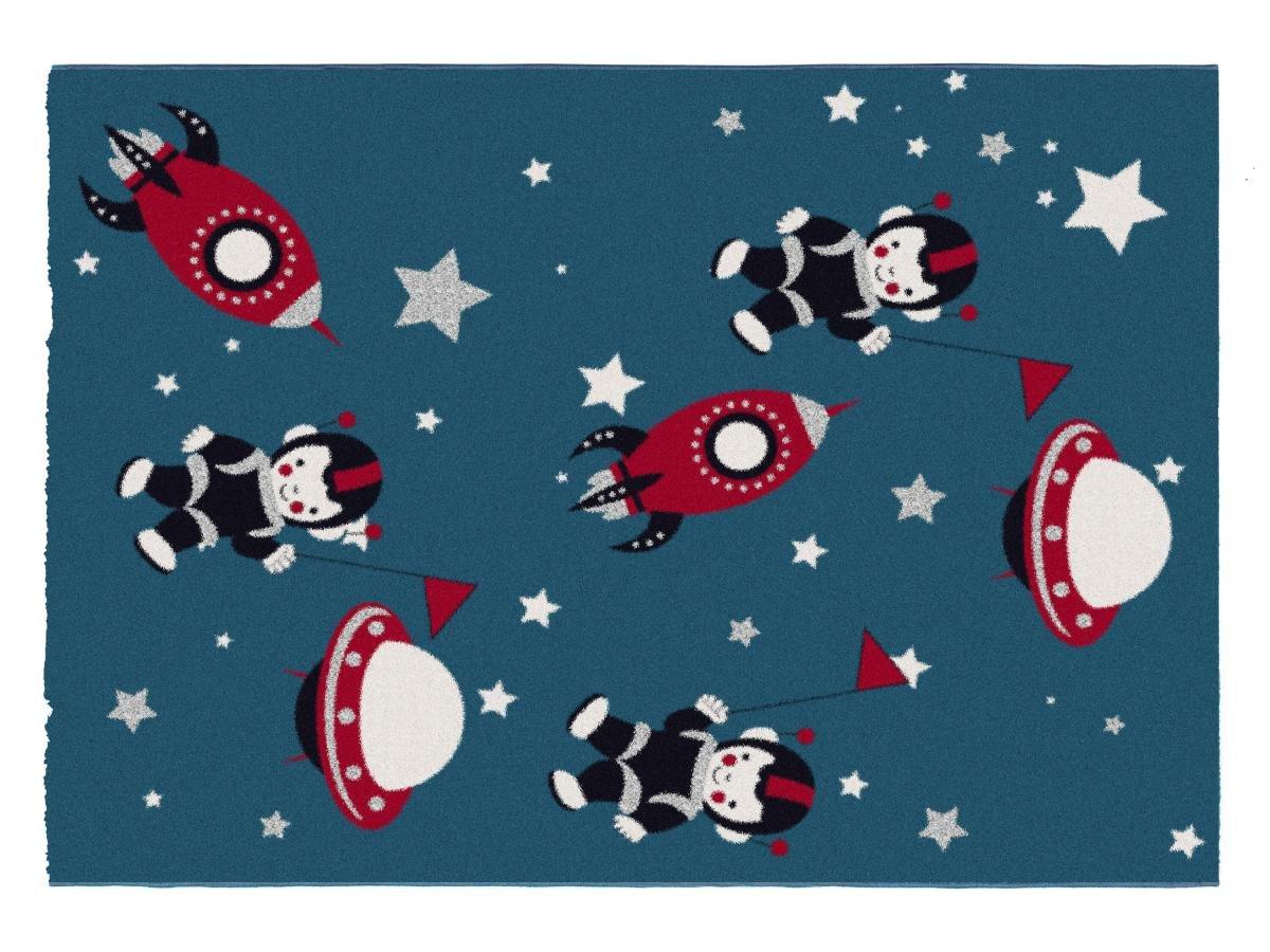 Vente-unique  Tapis pour enfant motifs astronautes - Finition brillante lurex - 120 x 170 cm - Multicolore - ASTRONO 