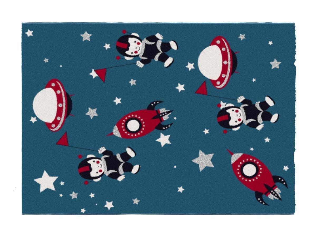 Vente-unique  Tapis pour enfant motifs astronautes - Finition brillante lurex - 120 x 170 cm - Multicolore - ASTRONO 