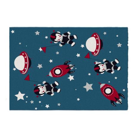 Vente-unique  Tappeto per bambini con motivi astronauti Finitura lucida lurex 120 x 170 cm Multicolore - ASTRONO 