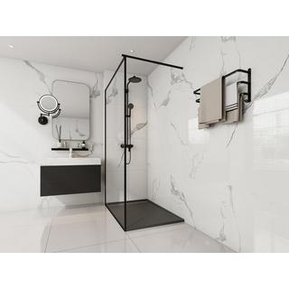 SHOWER DESIGN Aufsatz- oder Einbauduschtasse - Kunstharz - mit Siphon - Schwarz - 120 x 80 cm - LYROSA  