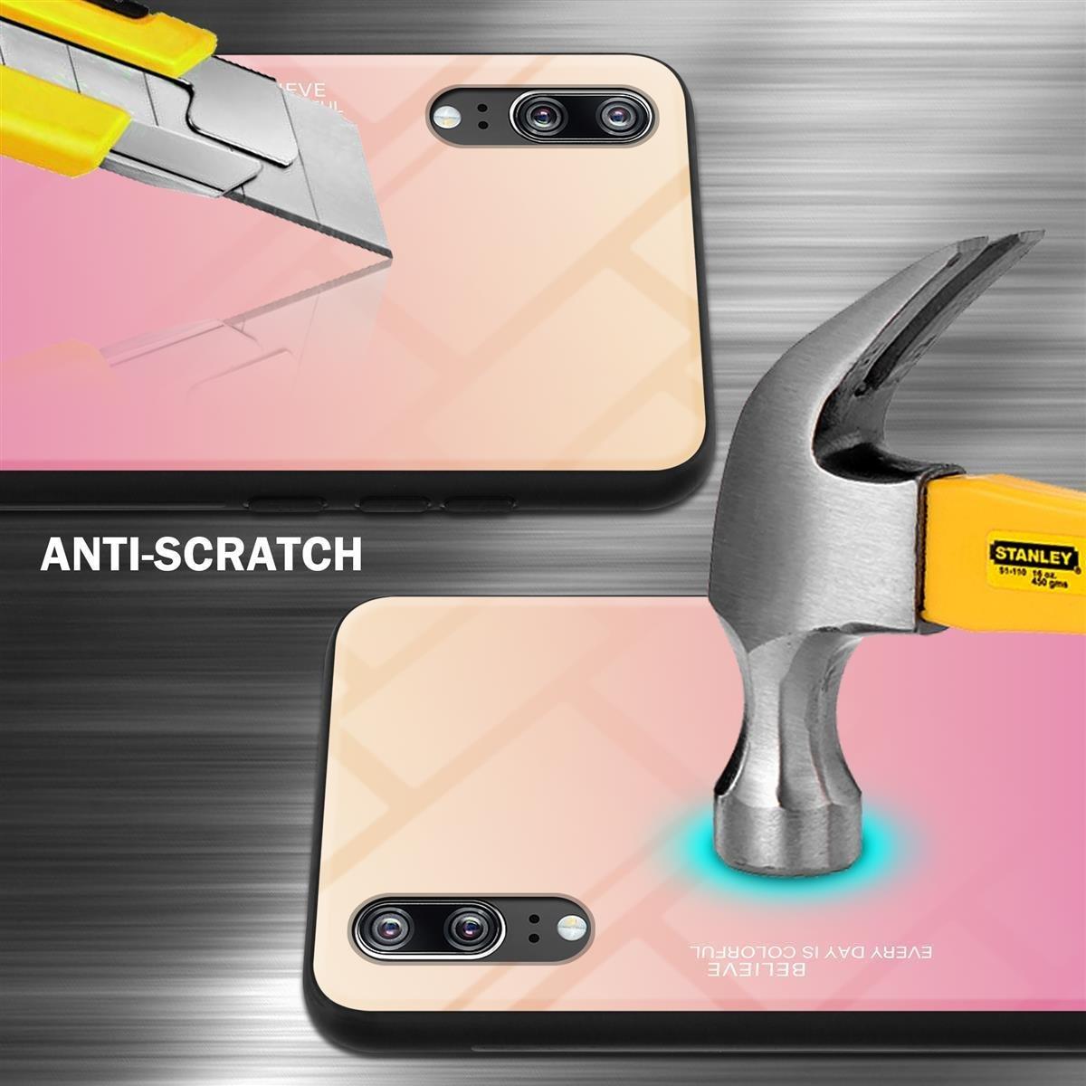 Cadorabo  Housse compatible avec Huawei P20 - Coque de protection bicolore en silicone TPU et dos en verre trempé 