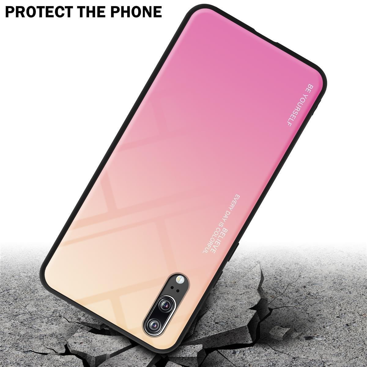 Cadorabo  Housse compatible avec Huawei P20 - Coque de protection bicolore en silicone TPU et dos en verre trempé 