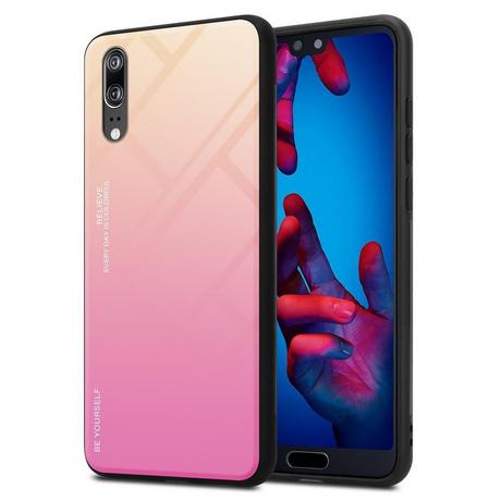 Cadorabo  Housse compatible avec Huawei P20 - Coque de protection bicolore en silicone TPU et dos en verre trempé 