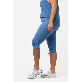 Ulla Popken  Pantaloni Capri di jersey di cotone biologico con laccetto per l'arricciatura e cintura elastica 