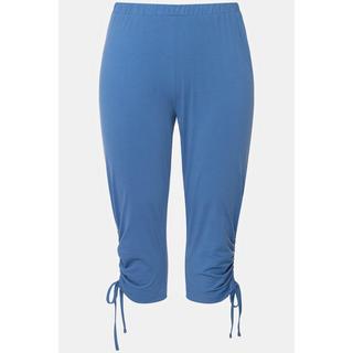 Ulla Popken  Pantaloni Capri di jersey di cotone biologico con laccetto per l'arricciatura e cintura elastica 