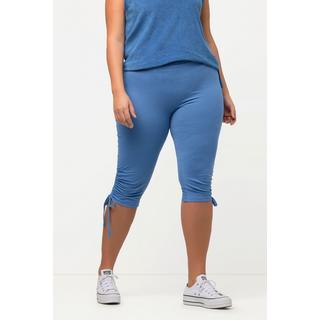 Ulla Popken  Pantaloni Capri di jersey di cotone biologico con laccetto per l'arricciatura e cintura elastica 