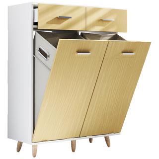 VCM Holz Wäscheschrank | Wäschetruhe | Wäschebox | Wäschekorb | Maße ca. H. 97 x B 79 x T. 35 cm - Landos L  