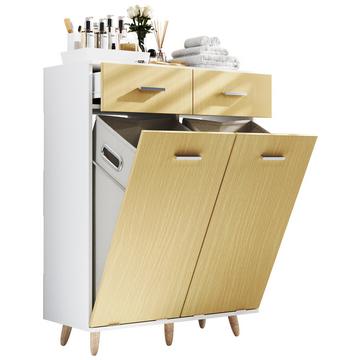 Holz Wäscheschrank | Wäschetruhe | Wäschebox | Wäschekorb | Maße ca. H. 97 x B 79 x T. 35 cm - Landos L