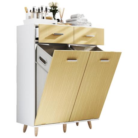 VCM Holz Wäscheschrank | Wäschetruhe | Wäschebox | Wäschekorb | Maße ca. H. 97 x B 79 x T. 35 cm - Landos L  