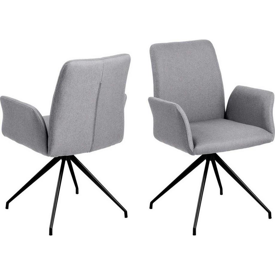 Sedia girevole con braccioli Fly grigio chiaro