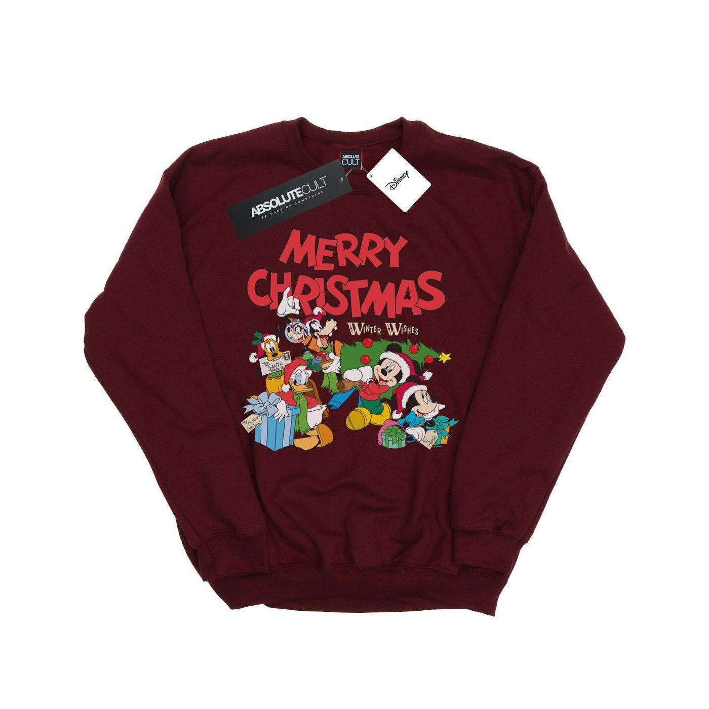 Image of Mickey And Friends Winter Wishes Sweatshirt Unisex Weinrot 128