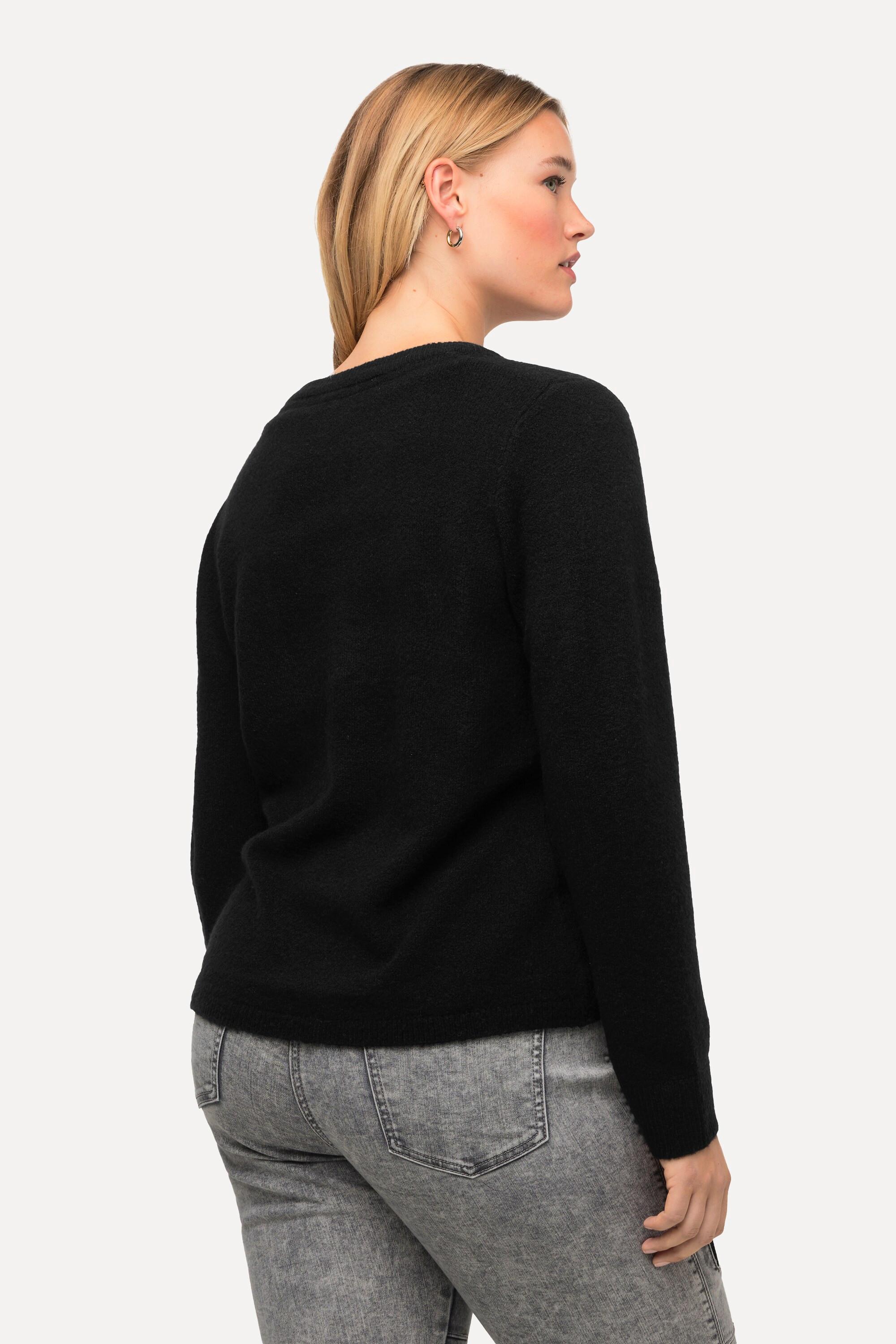 Ulla Popken  Pullover con laccetto per arricciatura, scollo a V e maniche lunghe 