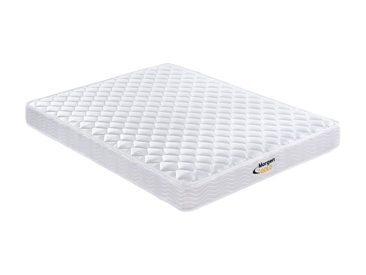 Vente-unique Ensemble 140 x 190 cm sommier coffre blanc + matelas ressorts et mémoire de forme ép.15cm - WOLKENLOS de MORGENGOLD  