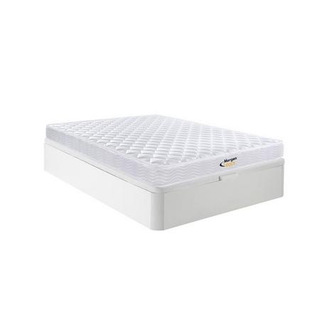 Vente-unique Ensemble 140 x 190 cm sommier coffre blanc + matelas ressorts et mémoire de forme ép.15cm - WOLKENLOS de MORGENGOLD  