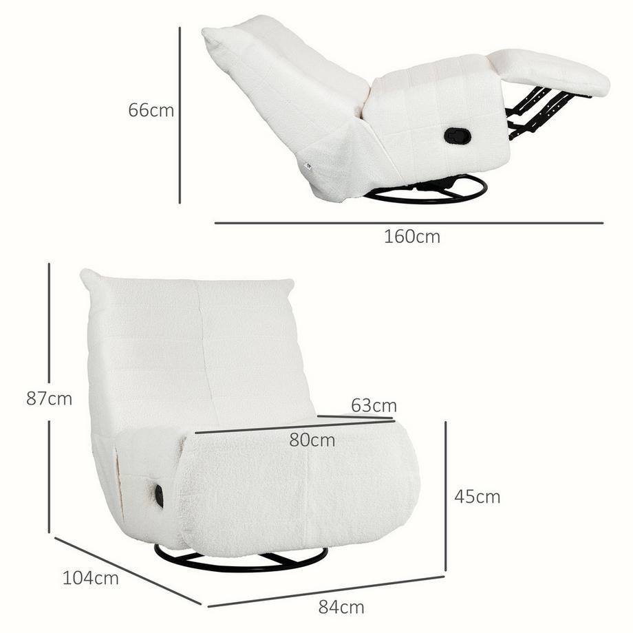 Northio  Relaxsessel Drehbar Fernsehsessel mit Liegefunktion, Schaukelfunktion, TV-Sessel mit Fußstütze, Taschenfederkern, Seitentasche 