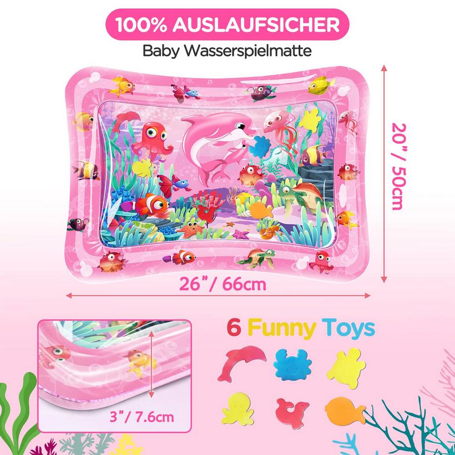 Activity-board  Wassermatte Babyspielzeug, Wasserspielmatte BPA-frei, Spielmatte Baby, aufblasbare Bauchzeitmatte, lustige Aktivitäten Stimulieren Sie das Wachstum Ihres Babys 