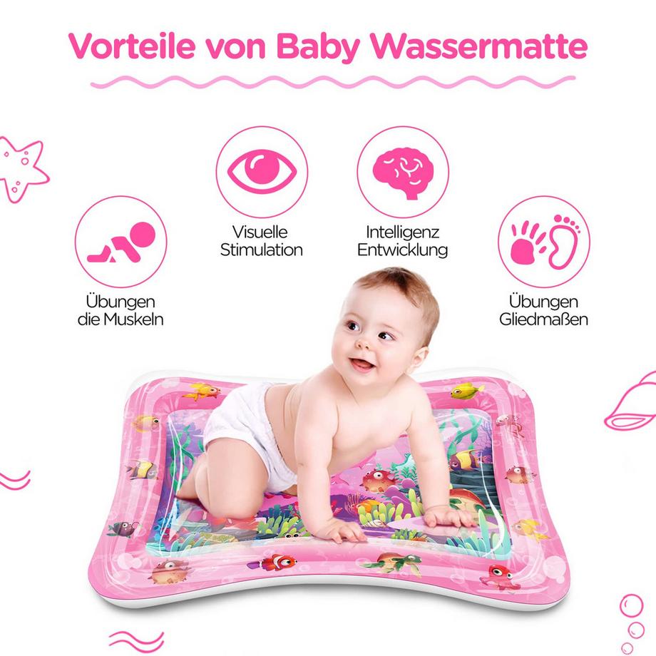 Activity-board  Wassermatte Babyspielzeug, Wasserspielmatte BPA-frei, Spielmatte Baby, aufblasbare Bauchzeitmatte, lustige Aktivitäten Stimulieren Sie das Wachstum Ihres Babys 