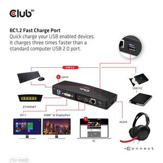 Club3D  CSV-3103D The Club 3D Universal USB 3.1 Gen 1 UHD 4K Docking station DisplayLink™ 