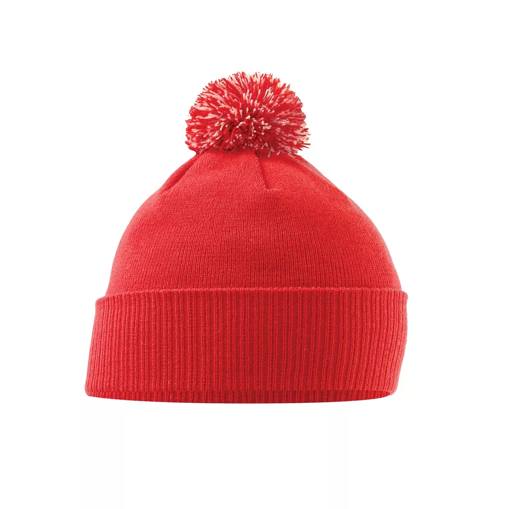 Beechfield - Snowstar Mütze, One Size, Rosso Multicolore