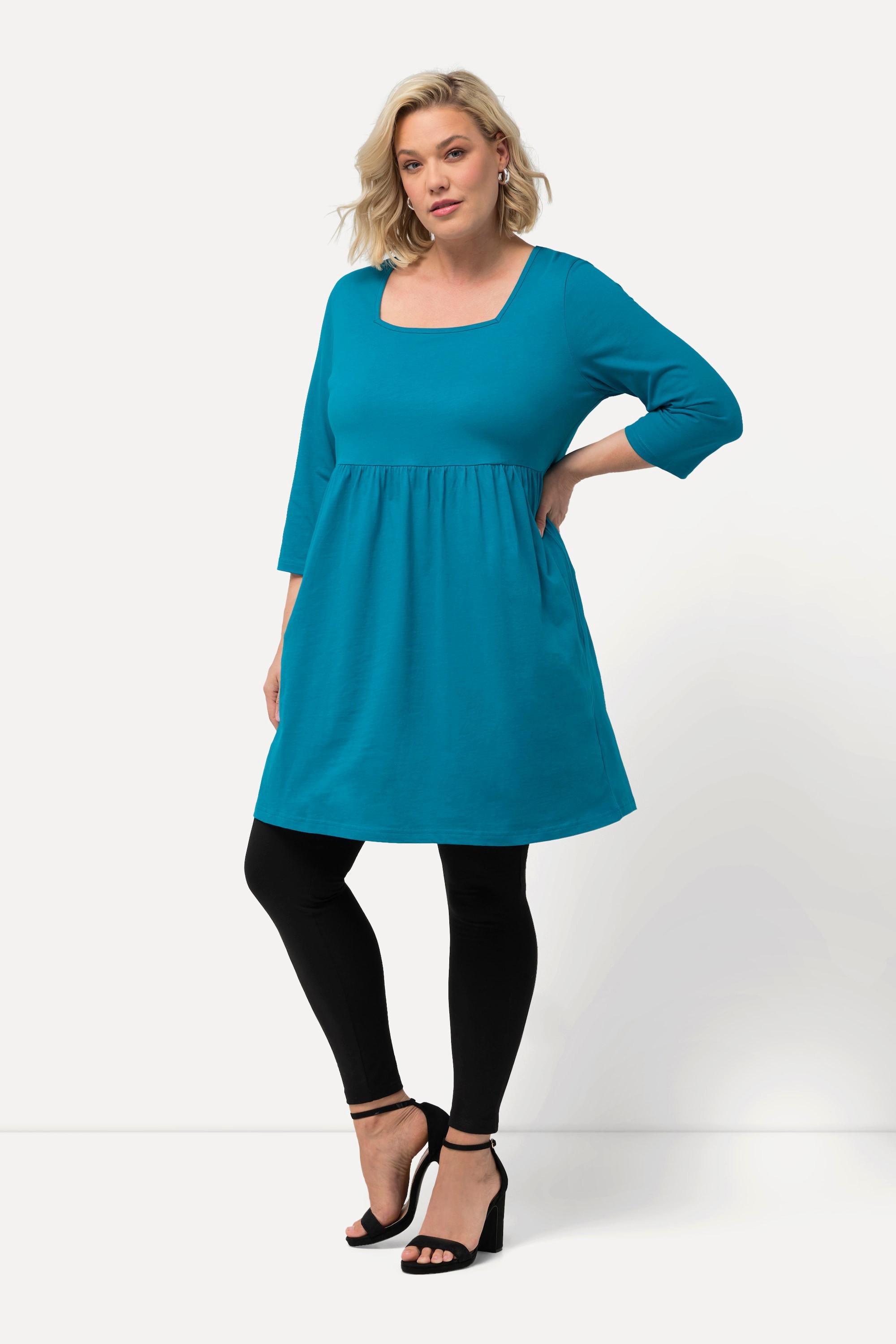 Ulla Popken  Longshirt, A-Linie, Carree-Ausschnitt, 3/4-Arm 