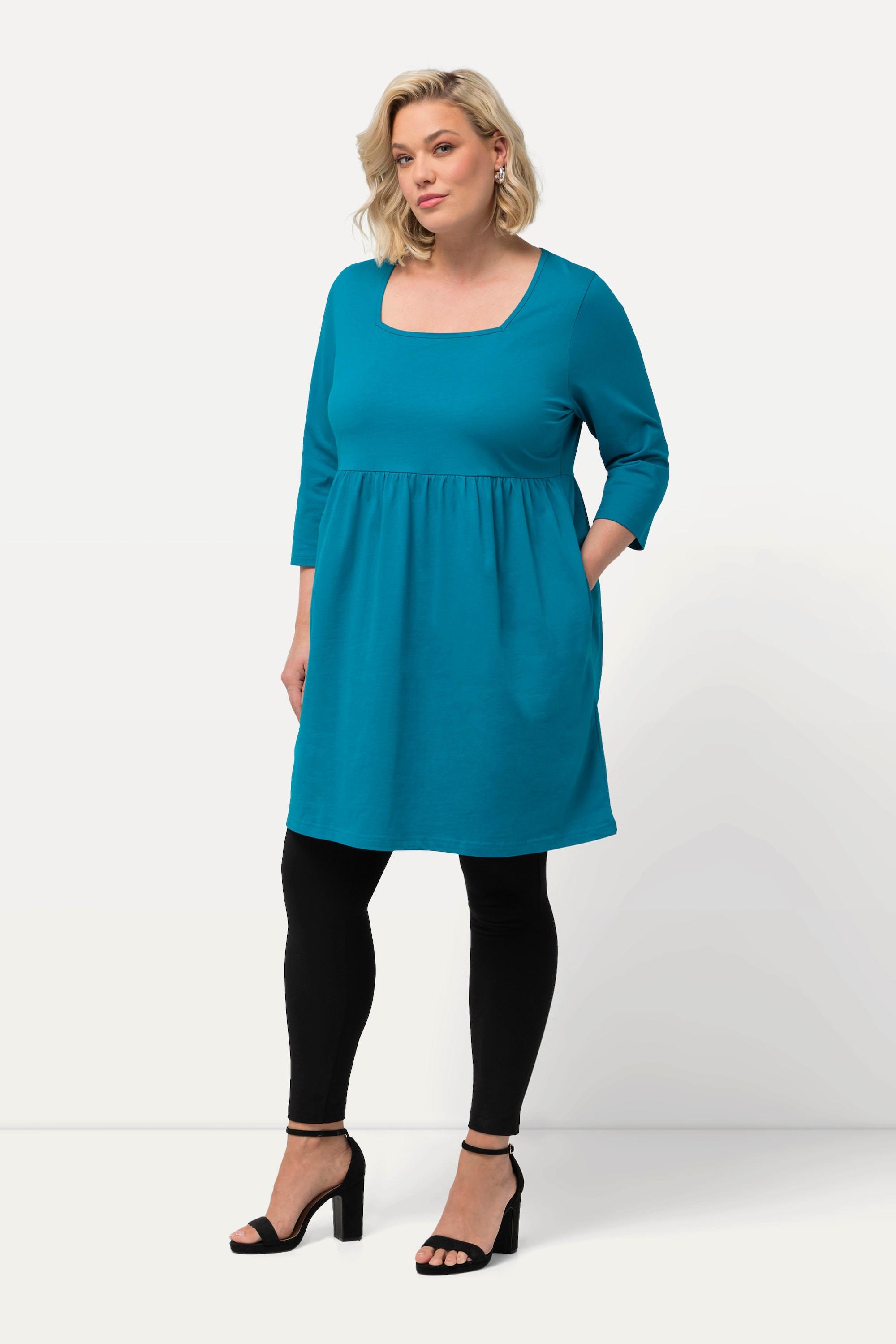 Ulla Popken  Longshirt, A-Linie, Carree-Ausschnitt, 3/4-Arm 