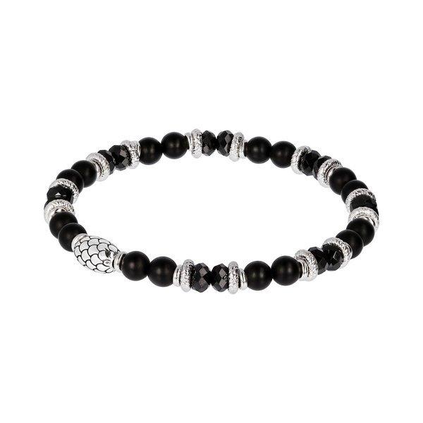 Image of Elastisches Armband Mit Schwarzem Spinell Und Onyx Damen Schwarz ONE SIZE