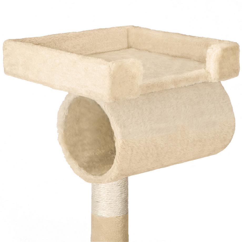 Tectake  Arbre à chat STOKELEY 141 cm avec griffoir et plateforme d'escalade 