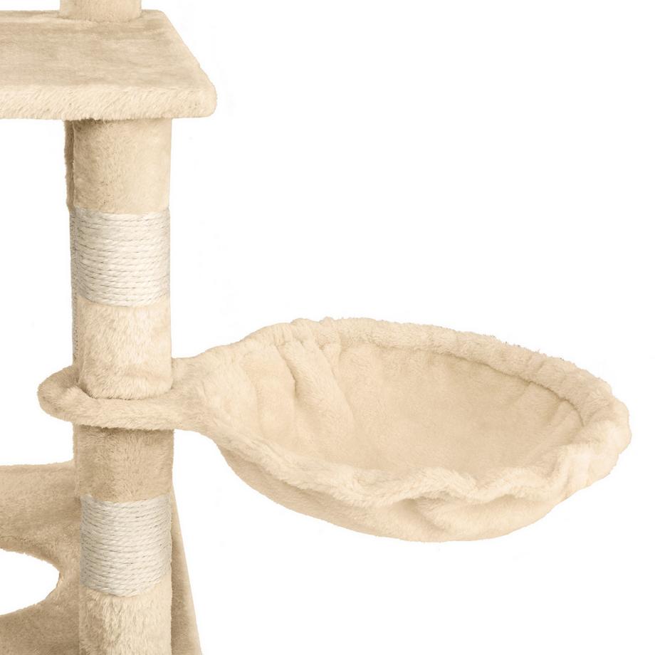 Tectake  Arbre à chat STOKELEY 141 cm avec griffoir et plateforme d'escalade 
