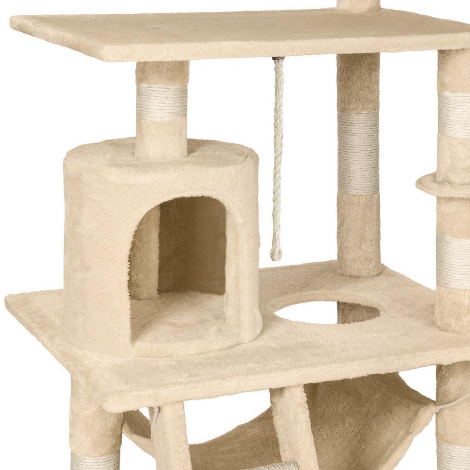 Tectake  Arbre à chat STOKELEY 141 cm avec griffoir et plateforme d'escalade 