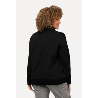 Ulla Popken  Sweat-shirt à col montant et manches longues, empiècements côtelés 