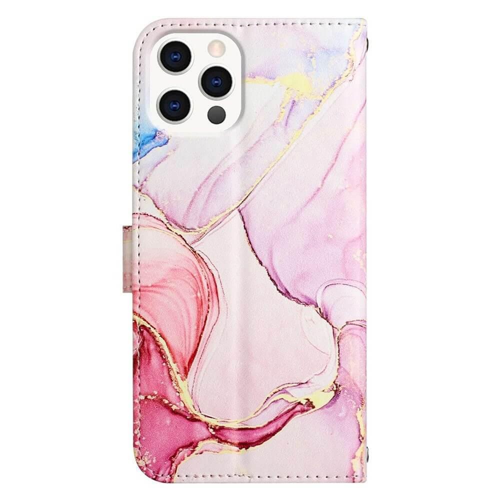 Cover-Discount  iPhone 14 Pro - Leder Hülle Pink Marble 